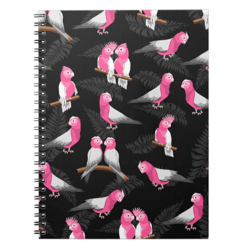 Pink and black galah pattern notebook
