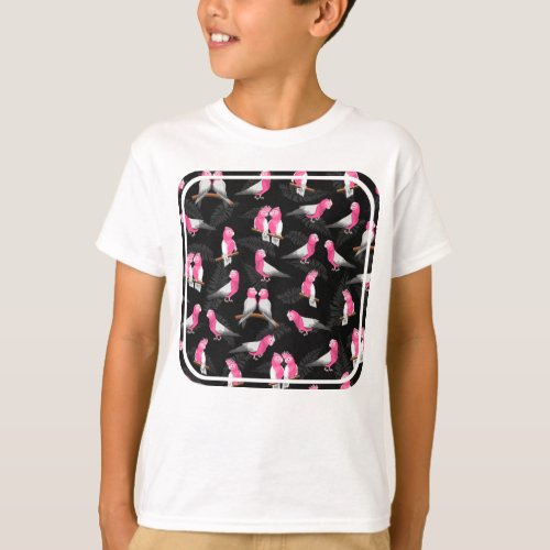 Pink and black galah pattern T_Shirt