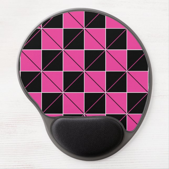 Pink and Black Geo Plaid Gel Mouse Pad (Front)