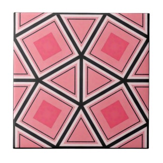 Pink and Black Geometric Ceramic Tile