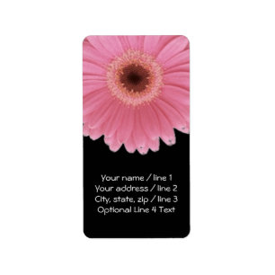 Pink and Black Gerbera Daisy   Vertical Address Label