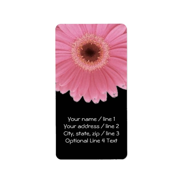 Pink and Black Gerbera Daisy | Vertical Address Label (Front)