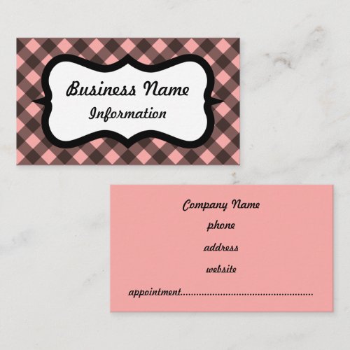 Pink and Black Gingham Business Card