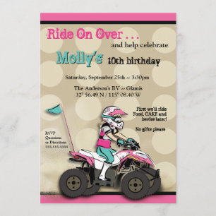 Pink and Black Girl ATV Rider Invitation