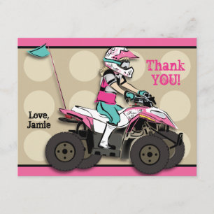Pink and Black Girl ATV Rider Note Card
