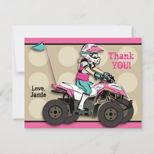 Pink and Black Girl ATV Rider Note Card