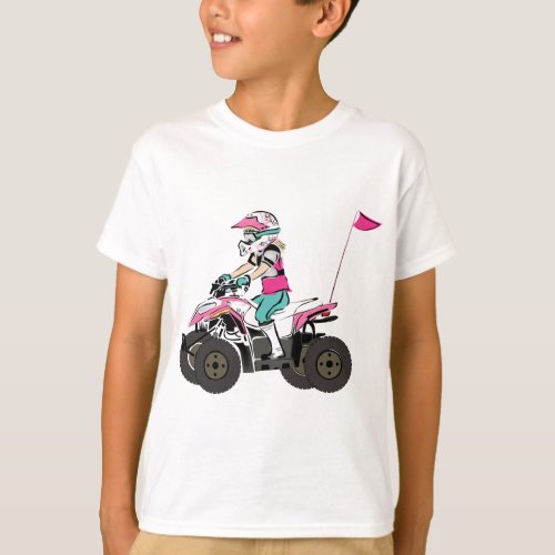 Pink and Black Girl ATV Rider T_Shirt