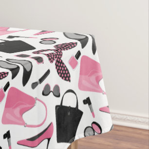 Pink and black girly things design tablecloth