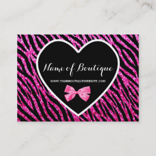 Pink and Black Glam Zebra FAUX Glitz Boutique Business Card