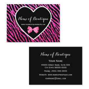 Pink and Black Glam Zebra FAUX Glitz Boutique Business Card