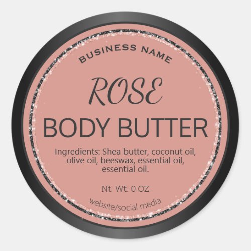 Pink And Black Glitter Body Butter Labels