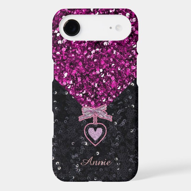 Pink and Black Glitters Case-Mate iPhone Case (Back)