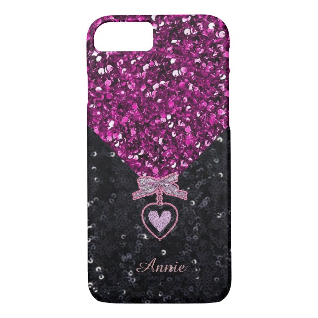 Pink and Black Glitters Case-Mate iPhone Case (Back)