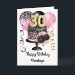Pink and Black Gold 30th Birthday Card<br><div class="desc">Personalized gold,  pink and black birthday cake 30th birthday card for her. The front can be easily personalized with her name as well as the inside card message. This beautiful pink and black 30th birthday card would make a wonderful keepsake for her.</div>