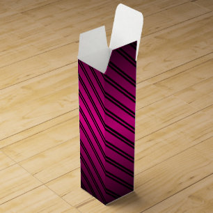 Pink and Black Gradient w/Black Stripes Wine Box