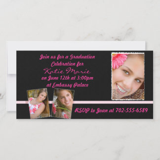 Pink and Black Graduation Invite