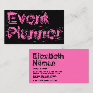 Pink and Black Grunge Typography Business Card