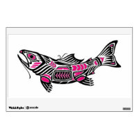 Pink and Black Haida Spirit Fish Wall Sticker