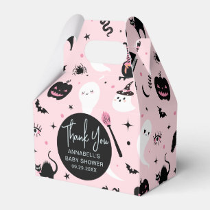 Pink and Black Halloween Baby Shower Girl Favor Boxes