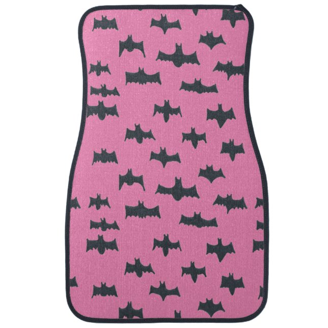 Pink and Black Halloween Bats  Car Floor Mat (Front)