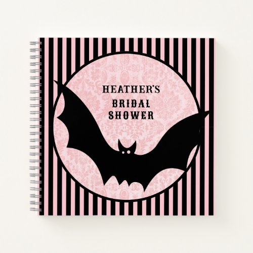 Pink and Black  Halloween Bridal Shower  Bat Notebook