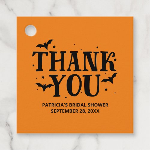 Pink And Black Halloween Bridal Shower Thank You Favor Tags