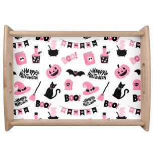 Pink and Black Halloween Serving Tray