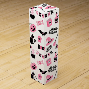 Pink and Black Halloween Wine Box