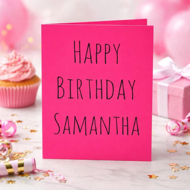 Pink and Black Happy Birthday to Her  Holiday Card (Creator Uploaded)