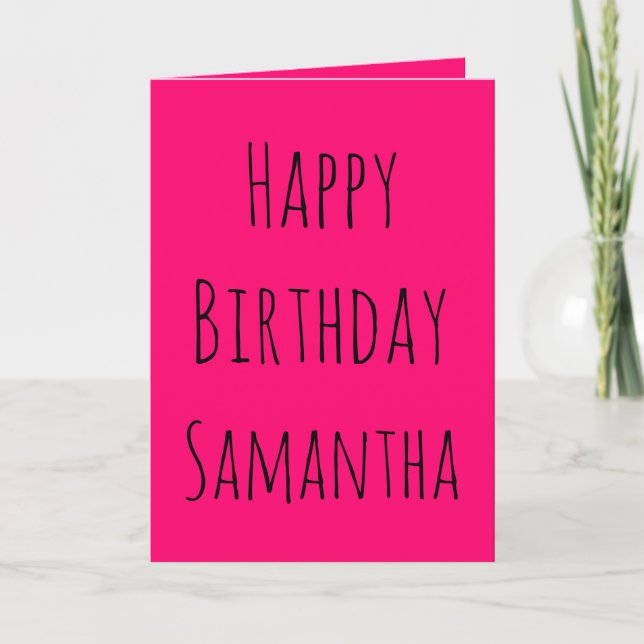 Pink and Black Happy Birthday to Her  Holiday Card (Front)