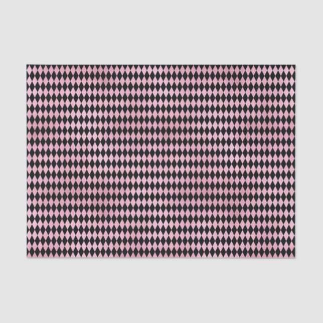 Pink and Black Harlequin Diamond Tissue Paper (Front)