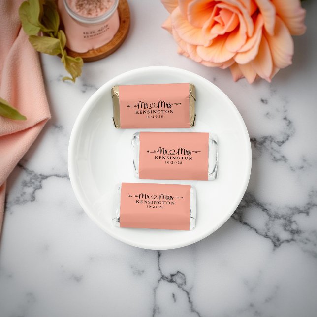 Pink and Black Heart Arrows Mr Mrs Wedding Hershey's Miniatures (Creator Uploaded)