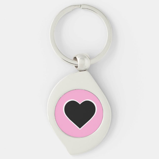 Pink and black heart keychain. keychain (Front)