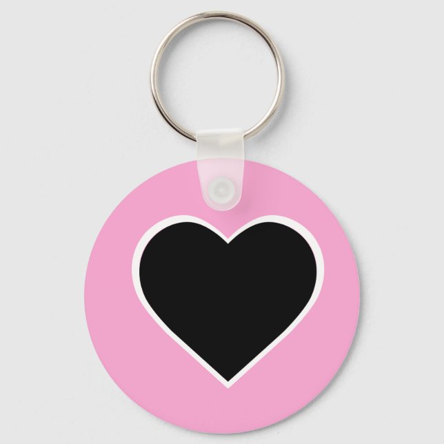 Pink and black heart keychain. keychain (Front)