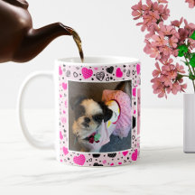 Pink and Black Hearts Cute Dog I love you