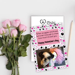 Pink and black Hearts Cute Dog Valentine’s Day Holiday Card