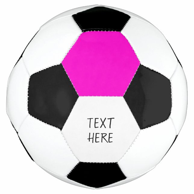 Pink and black hexagons with Your Text Soccer Ball (Front)