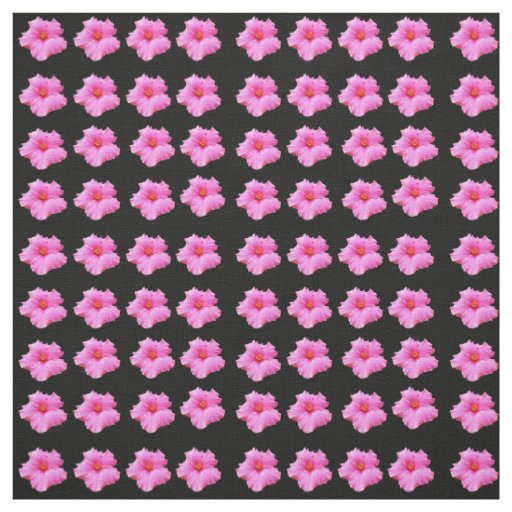 Pink And Black Hibiscus Flower Cotton Material Fabric