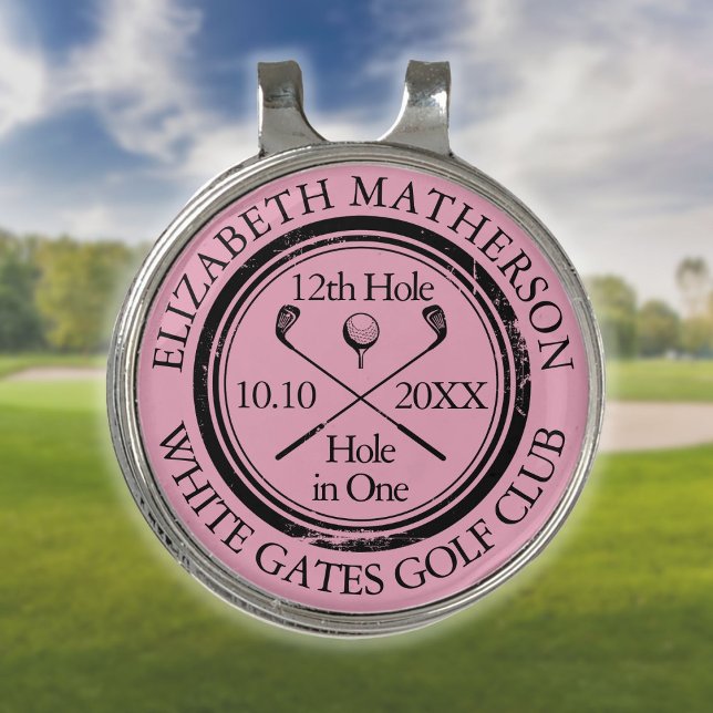 Pink And Black Hole in One Golf Hat Clip (Pink And Black Hole in One Golf Hat Clip)