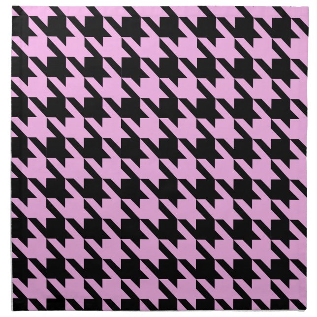 Pink and Black Houndstooth Cloth Napkin (Front)