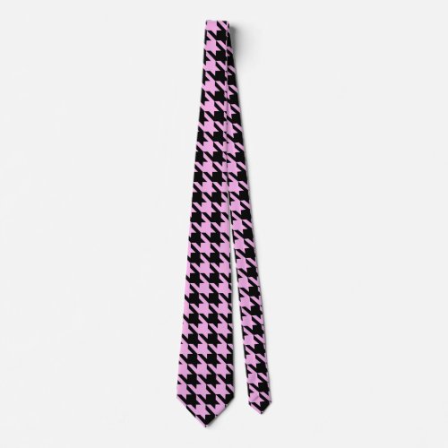 Pink and Black Houndstooth Neck Tie