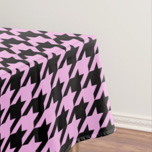 Pink and Black Houndstooth Tablecloth