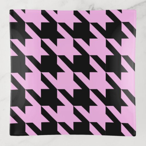 Pink and Black Houndstooth Trinket Tray