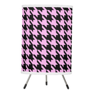Pink and Black Houndstooth Tripod Lamp