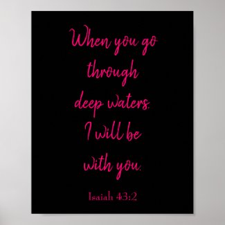 Pink and Black I will be with you Bible Quote