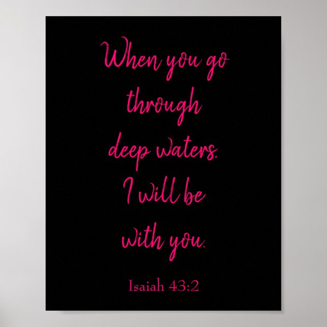 Pink and Black I will be with you Bible Quote Poster (Front)