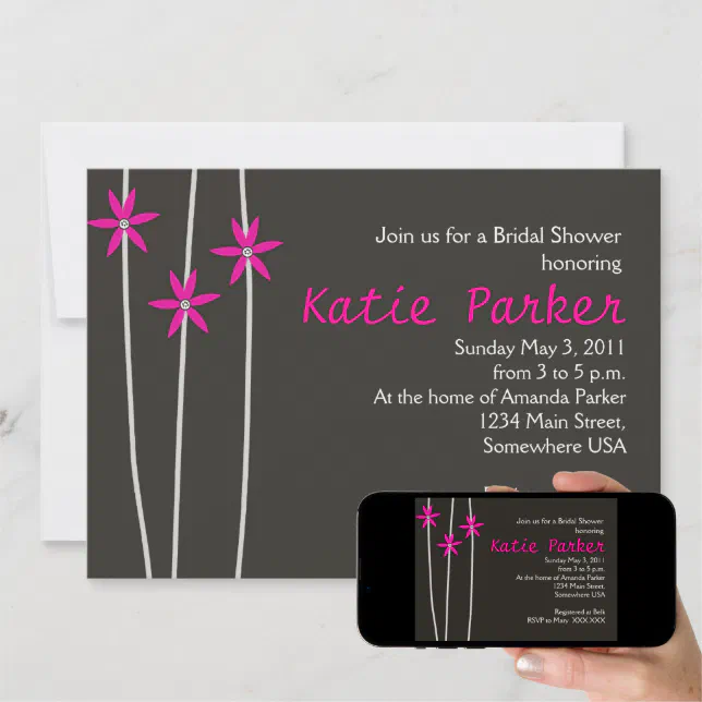 Pink And Black Invitation | Zazzle