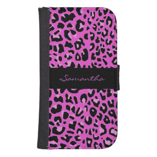 Pink and Black Jaguar Print Samsung S4 Wallet Case