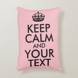 Pink and Black Keep Calm and Your Text Accent Pillow