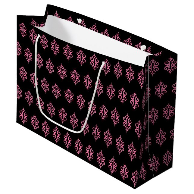 Pink and Black Lace Gift Bag (Front Angled)